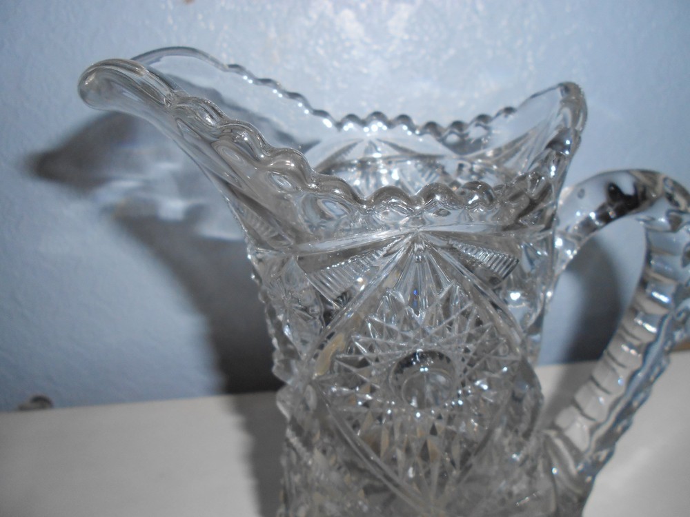Pressed Cut Glass 10" Pitcher