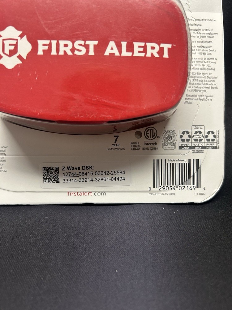 FirstAlert Z-Wave Plus Smoke/CO2 Detector, 2nd Generation (ZCOMBO-G)