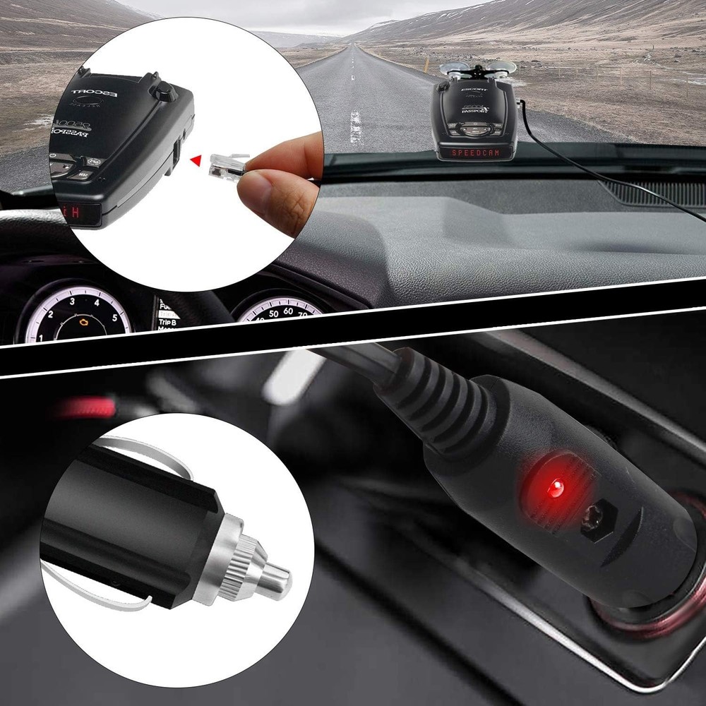 Versatile Radar Detector Power Cable 11.5ft Compatible with Escort & Beltronics