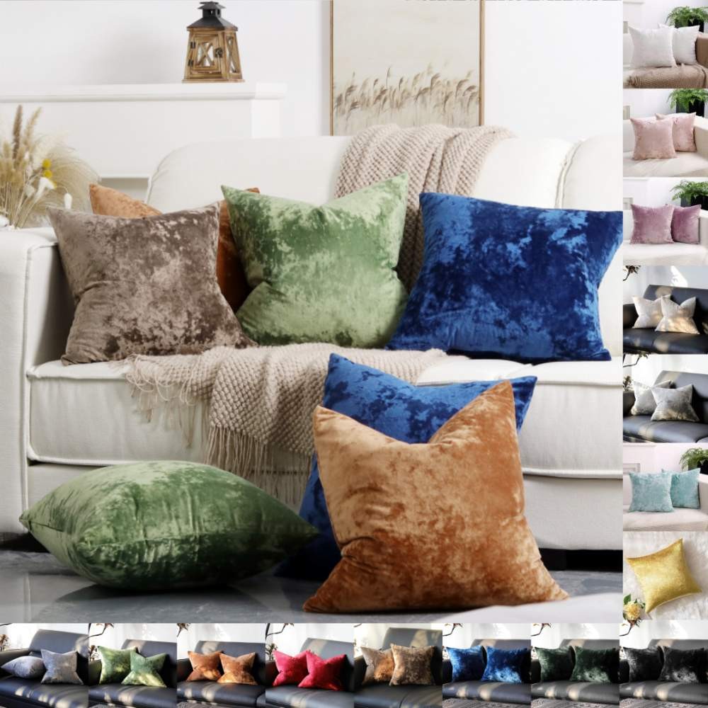 US Crushed Velvet Soft Cushion Covers Sofa Pillow Case Cover 16" 18" 20" 22" 24"