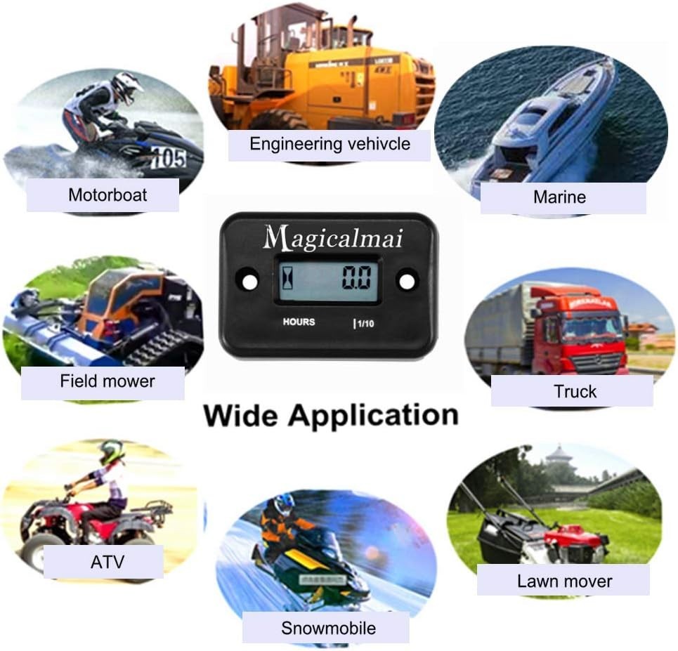 Advanced Inductive Hour Meter for Engine Maintenance - Easy Installation, Black