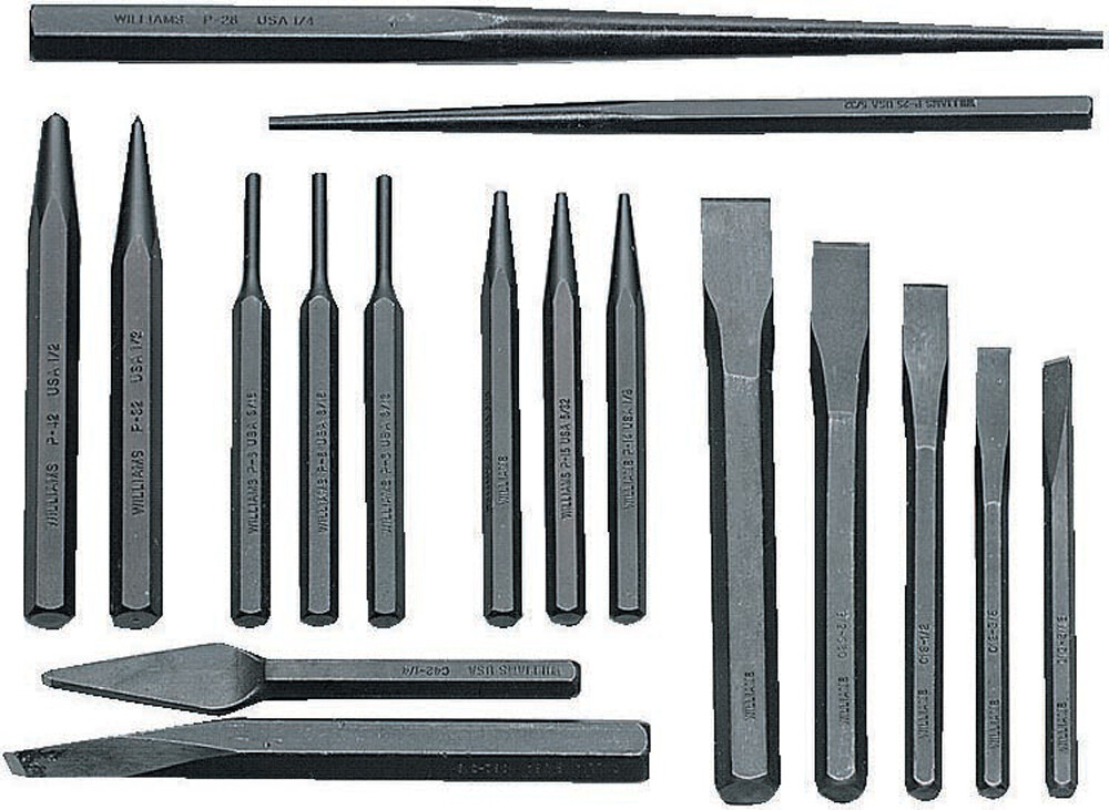 17pc Punch & Cold Chisel Set In Pouch. Williams USA #JHWPC-17