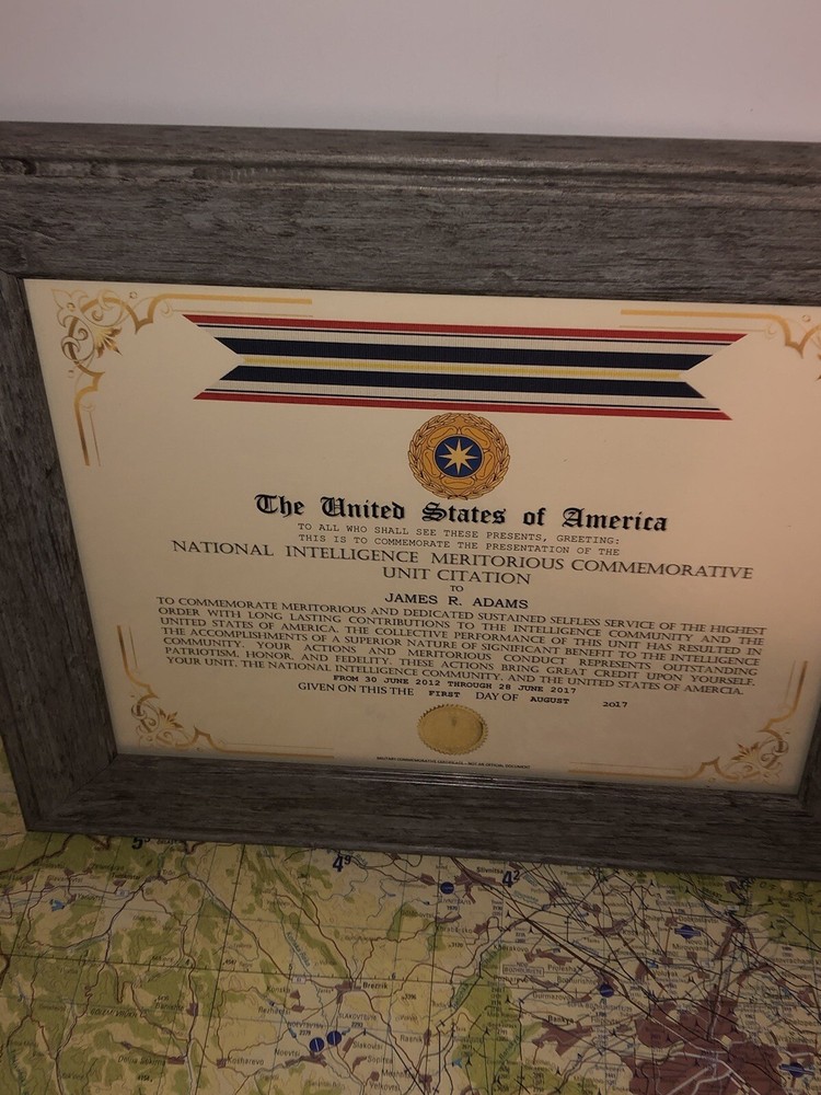 NATIONAL INTELLIGENCE MERITORIOUS COMMEMORATIVE UNIT CITATION CERTIFICATE Type-1