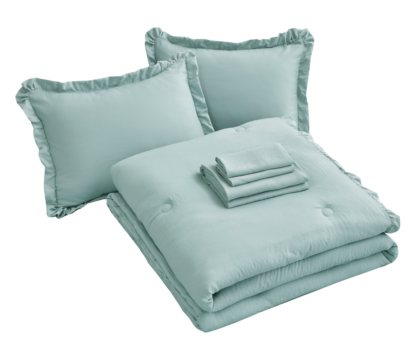 Chezmoi Collection Eleanora Bed in a Bag Comforter Set w/ Ruffle Edge Trim