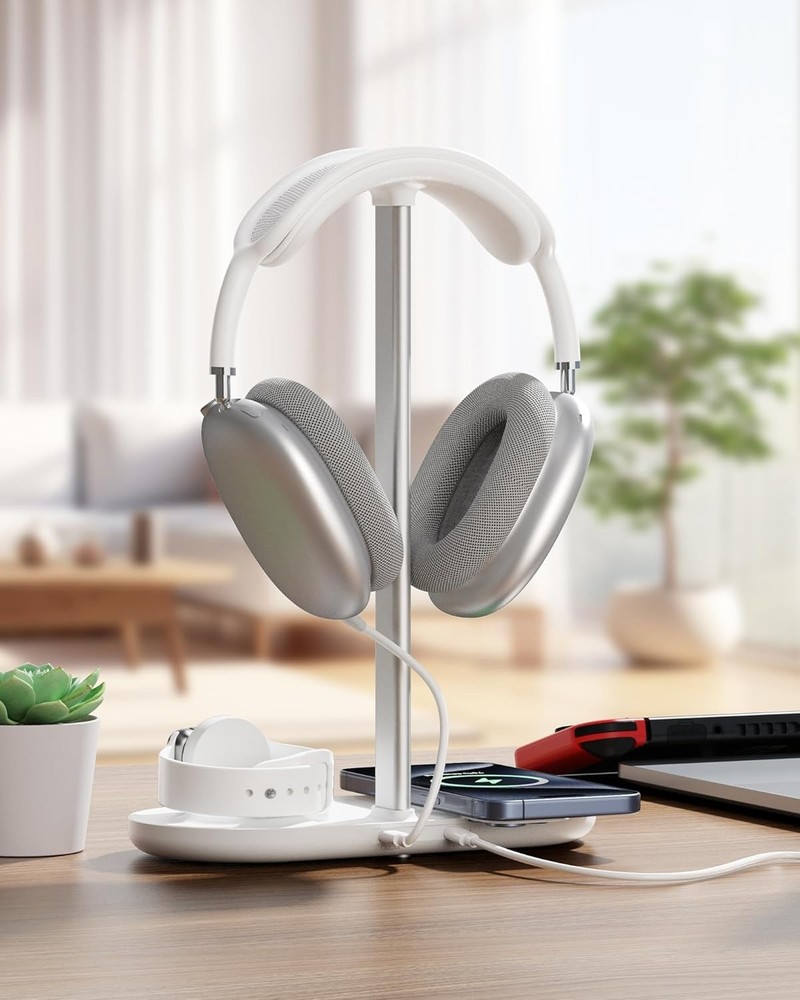 Sleek Headphone Organizer with Wireless Charging Function