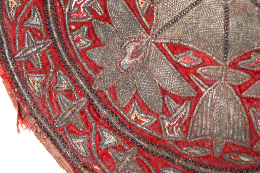 Intricately Detailed Persian Textile, Silver Thread