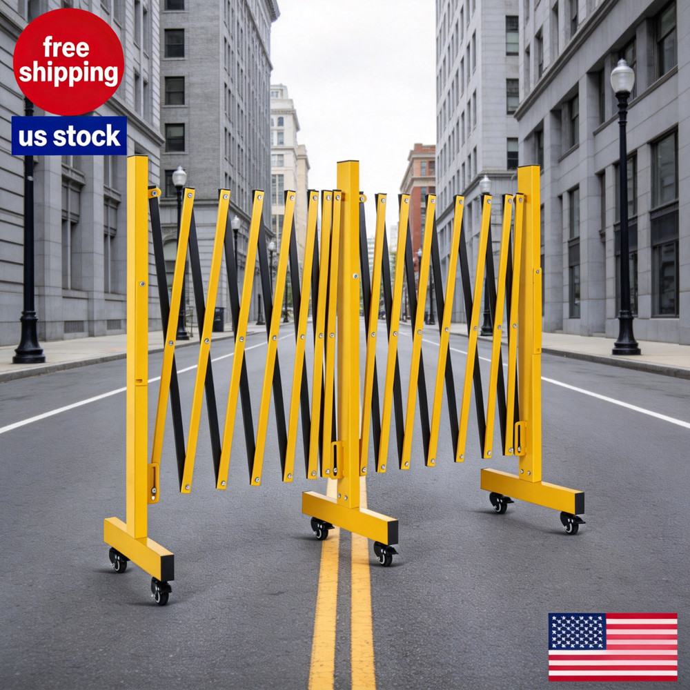 Safety Barricade Gate 11FT – Folding Retractable Crowd Control Metal Expandable