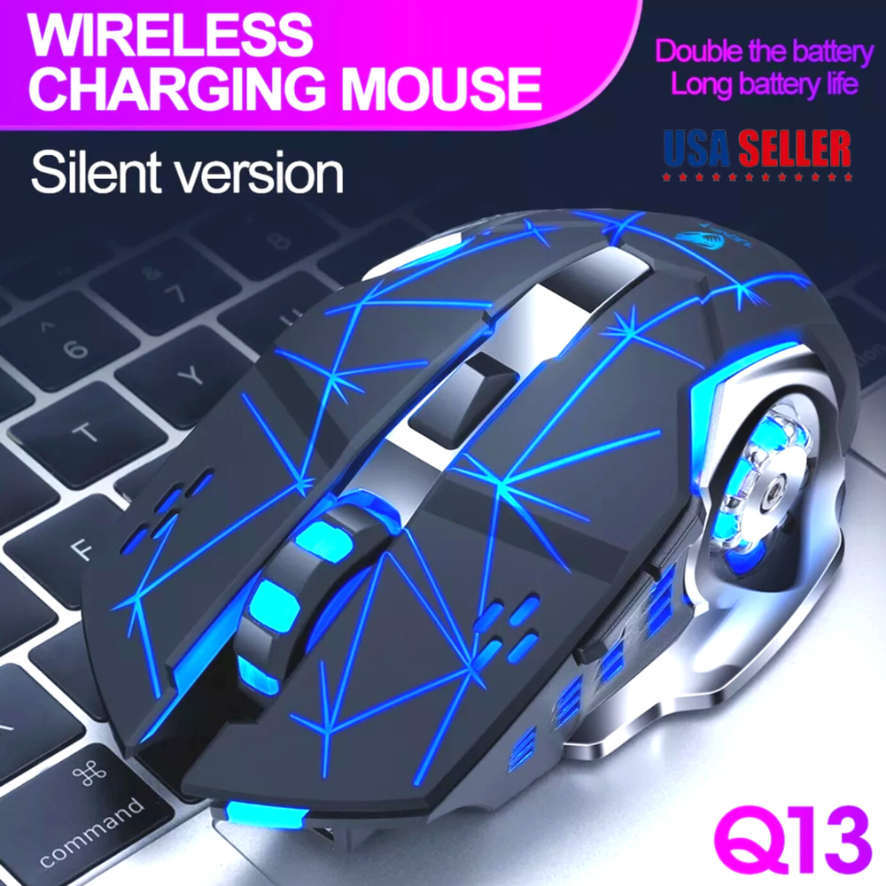 Wireless Gaming Mouse PC Rechargeable LED Light USB Computer Laptop Silent Mice