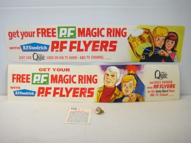 PF FLYERS Premium  Jonny Quest Secret Compartment Decoder Ring Card & Banners