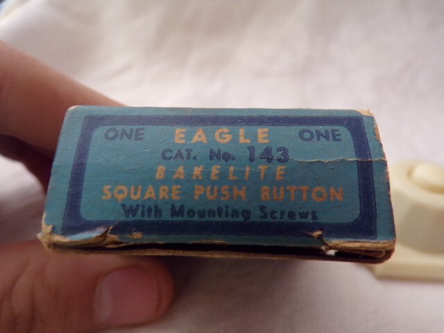 Vintage Eagle CAT. No.143 Bakelite Square Push Button (Doorbell) w/Box