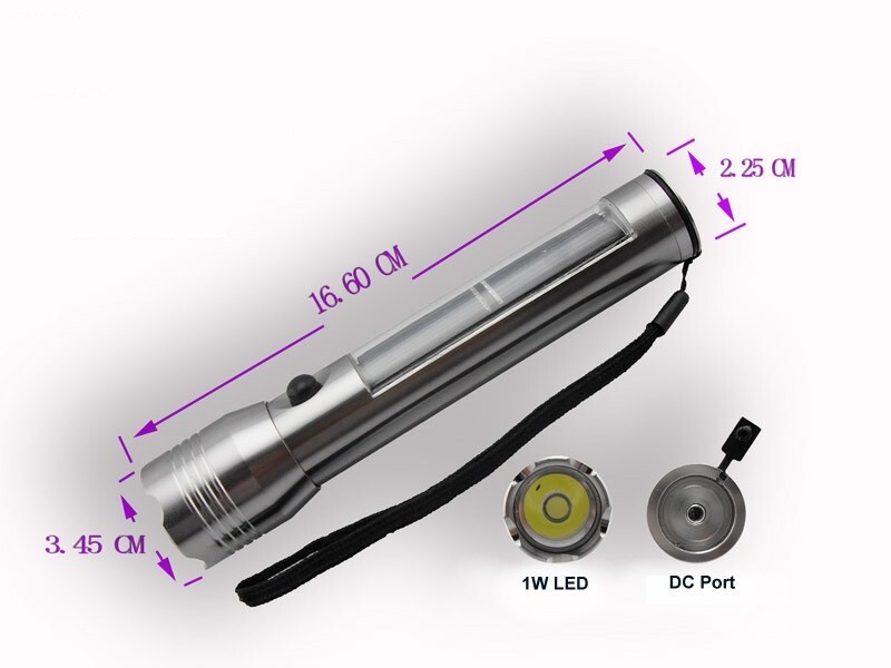 Aluminum Flash Solar Flashlight - 200m Range