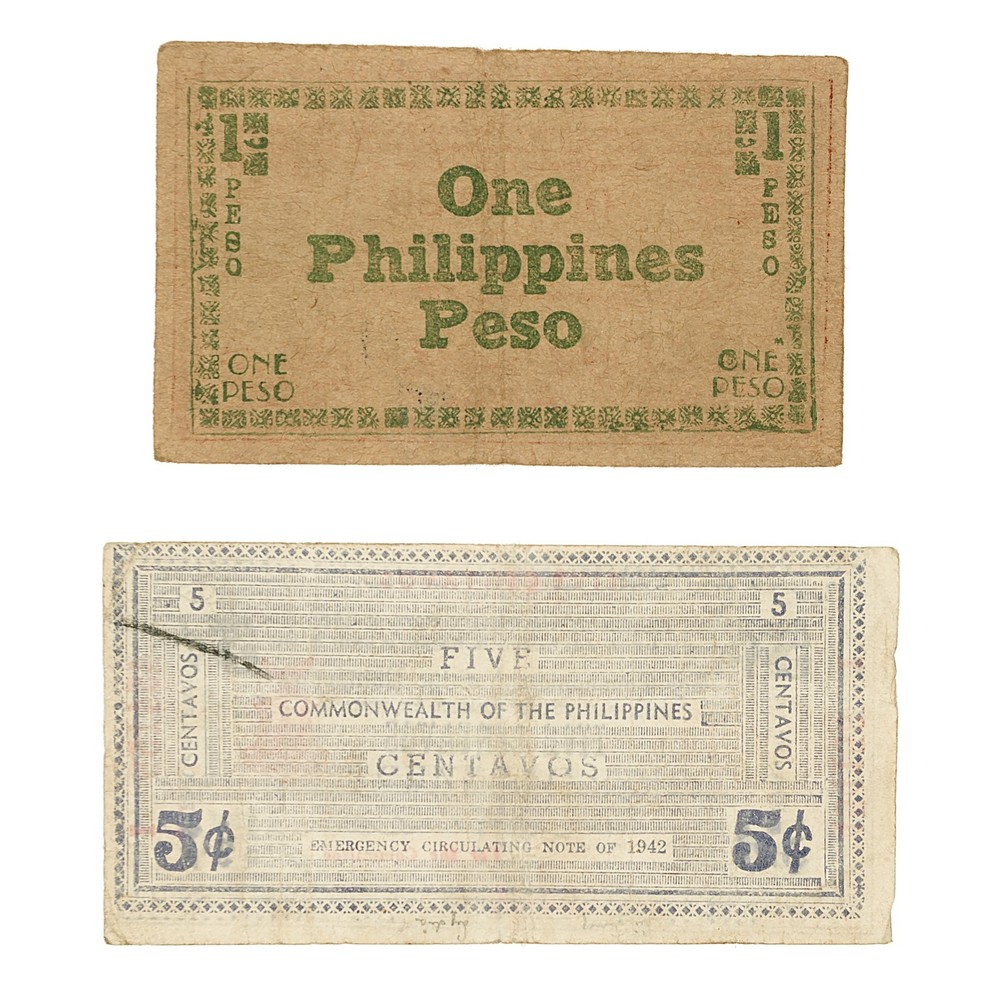 2 diff. Philippines 1940's WW2 Currency F-VF