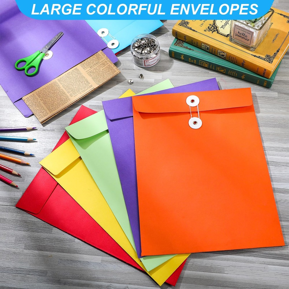 100 Pcs Interoffice Envelopes with String Tie Closure and Button 9 x 12 Inche...