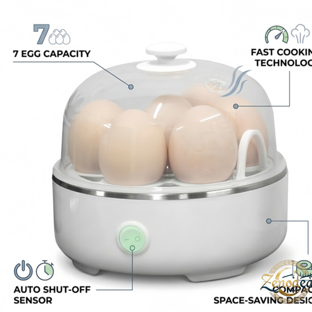 Electric Egg Boiler Cooker Automatic Rapid Eggs Steamer 7 Egg Capacity Kitchen A