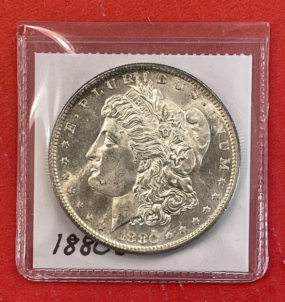 1880 S Morgan Silver Dollar, Gem Uncirculated.