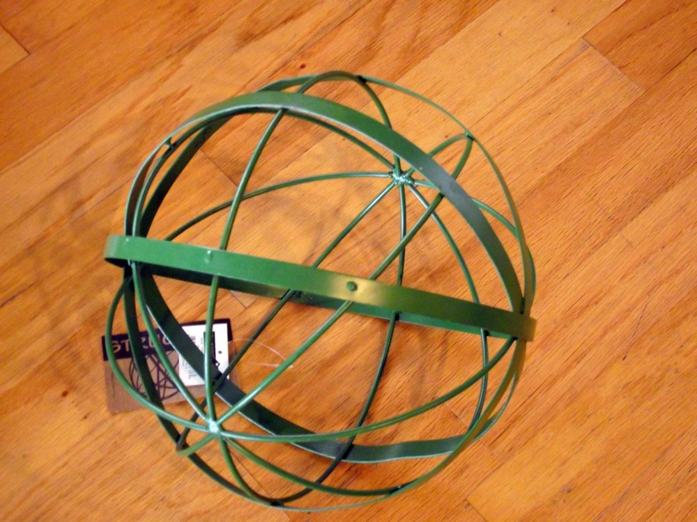 MEDIUM GREEN METAL ORB SPHERE NWT