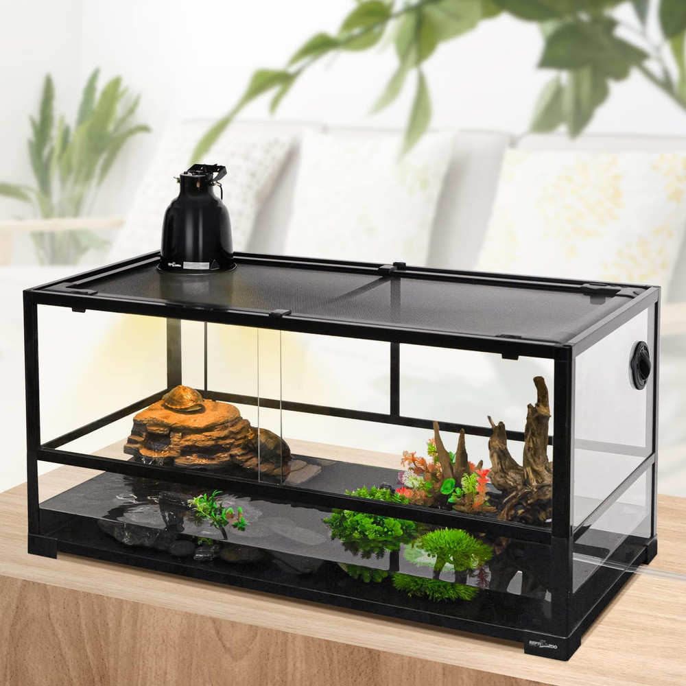Turtle Tank Filter, 120GPH Turtle Filter Basking Platform with Detachable Bridge