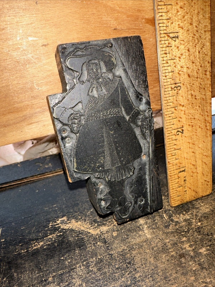 Printing Block Type Cut ( Pilgrim Quaker In Full Uniform ) Nice Image!￼