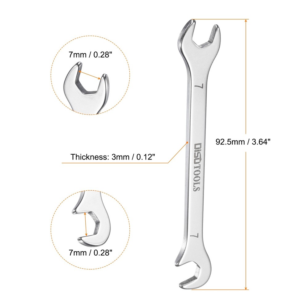 2pcs Super-Thin Open End Wrench 7mm Metric Angled Open-End Wrench