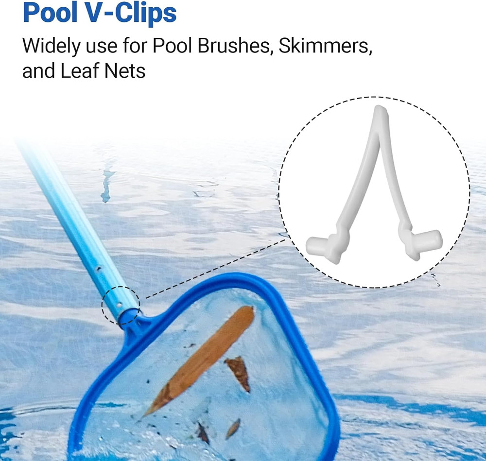 (21-Pack) Replacement Pool V-Clips - Pool Brush Plastic Clips/Pool Pole Net Cli