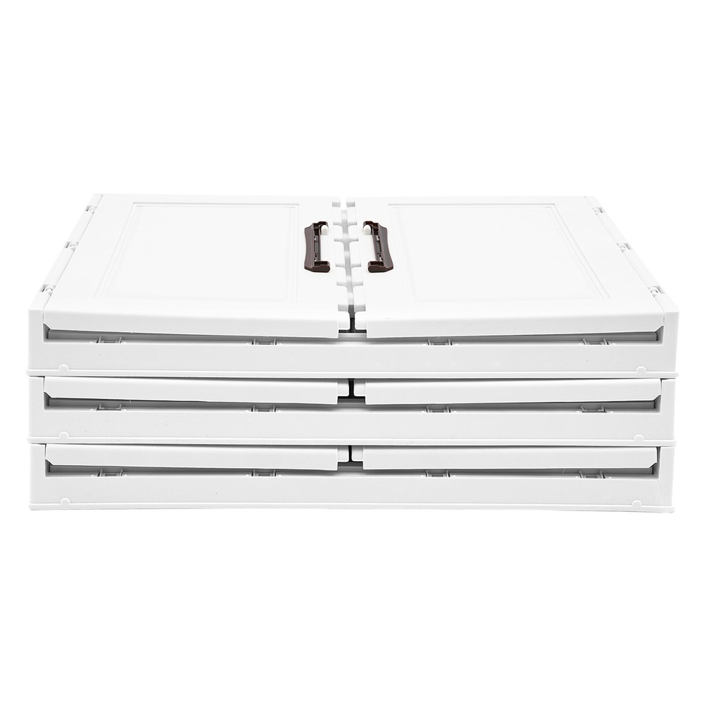 3PCS Foldable Stackable Storage Cabinets with Wheels White 25.59*16.54*43.5in US
