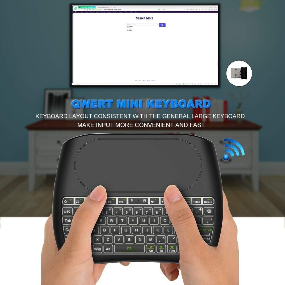 D8 Mini Bluetooth Keyboard, Rechargeable Wireless with Touchpad, Backlit Hand...