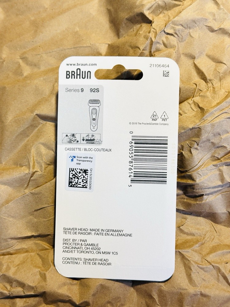 Braun Authentic Shaver Replacement Head, Series 9, 92S