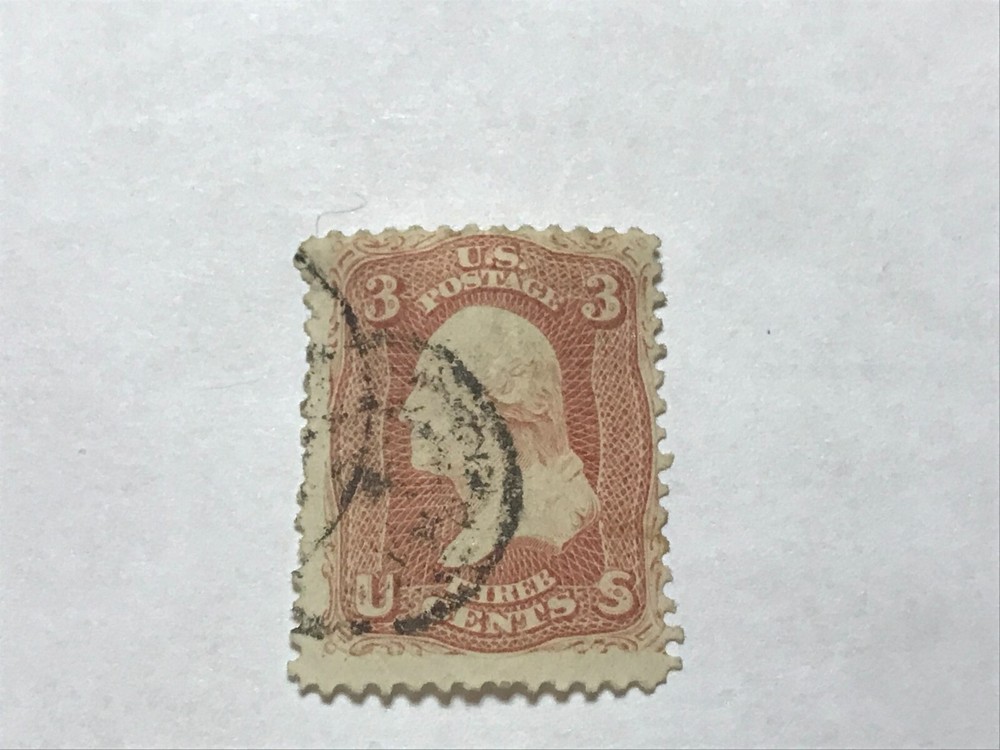 Washington Pale Carmine Three Cent US Stamp - Cancelled / Hinged