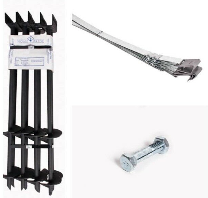 Mobile Home Parts Set of 8 Auger Type Anchors Tie Down Straps & Bolts