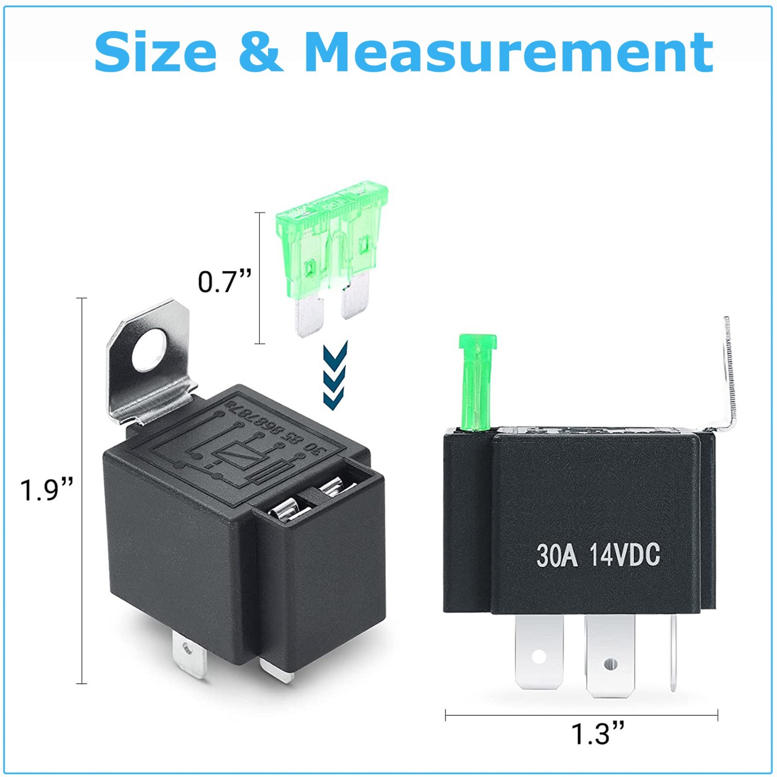 5 Pack Automotive Electrical Relays 12V Fuse Relay Switch Harness 5 Pin SPST Set