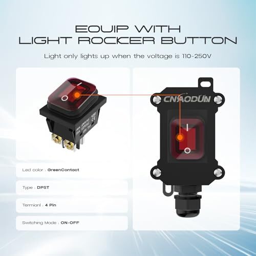 Waterproof Inline Cord Switch 35A-125V30A-250V AC On Off Toggle Switch with