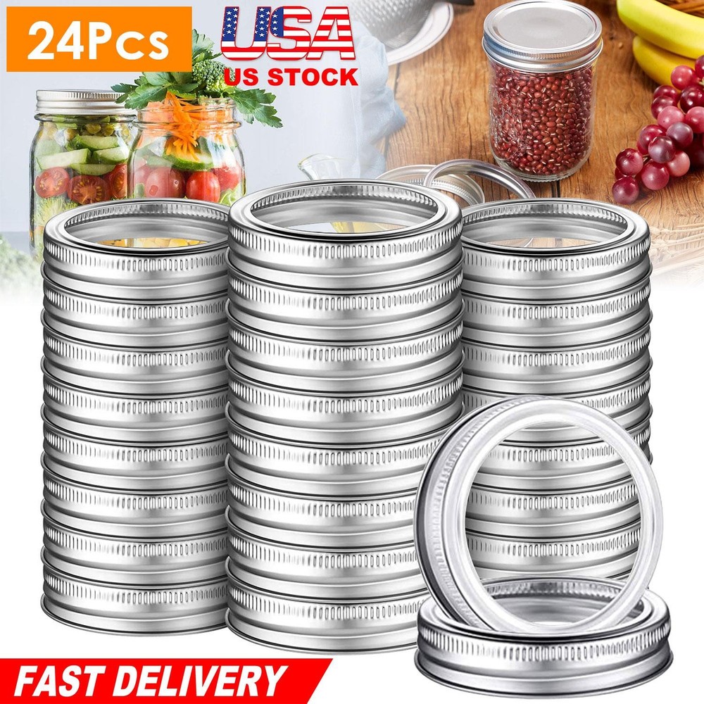 24 Pcs Regular Mouth Canning Jar Metal Rings Split-Type Jar Bands Replacement