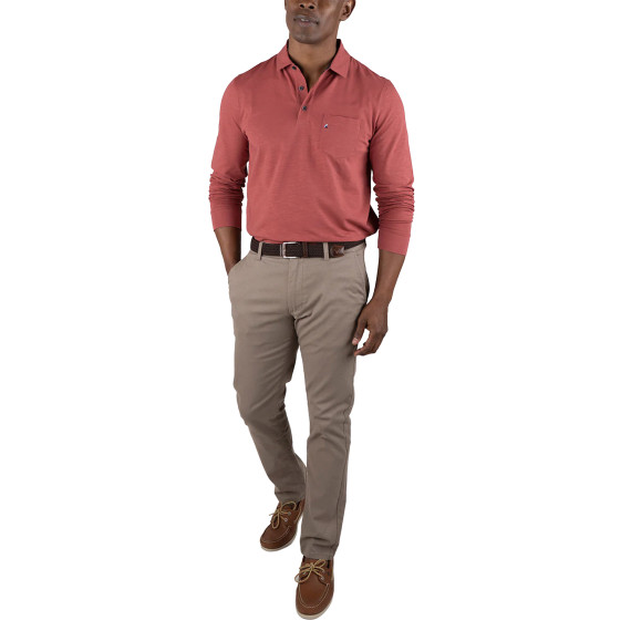 Tailor Vintage Airotec Performance Stretch Slub Jersery Long Sleeve Polo