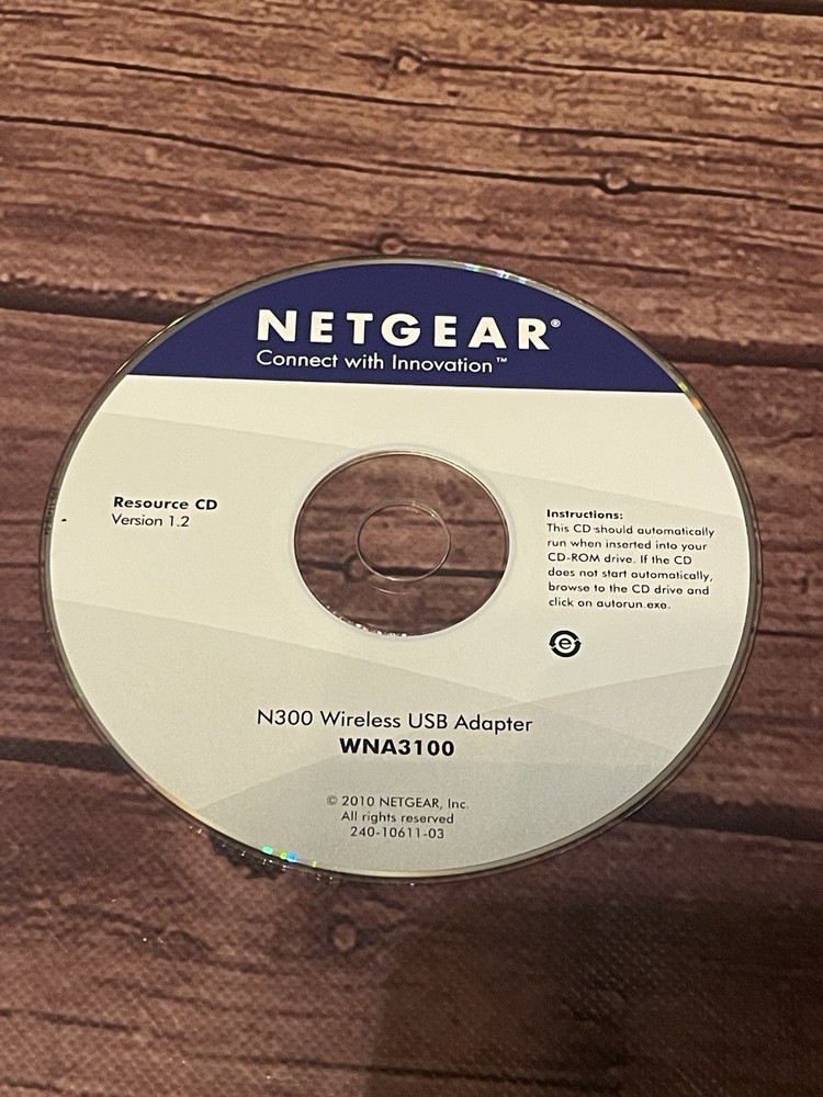 Netgear N300 Wireless USB Adapter WNA3100 Resource CD Version 1.2