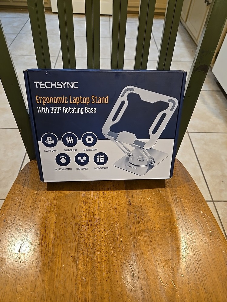 Laptop Stand with 360° Rotating Base, Ergonomic Adjustable Notebook Stand,