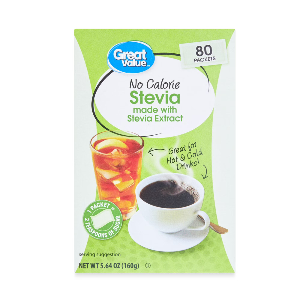 (3 pack) Great Value No Calorie Stevia Packets, 80 Count