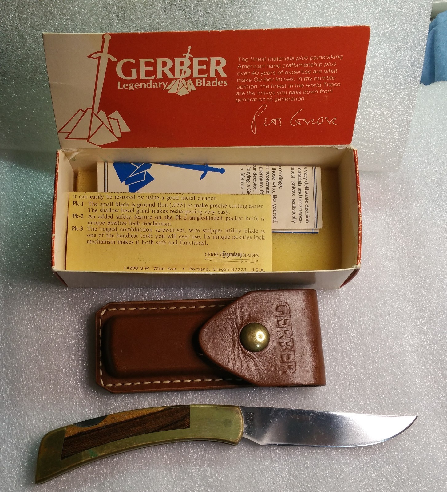 Gerber Sportsman II 2 Pocket Knife Folding Lockback Hunter Vintage + Sheath 80's