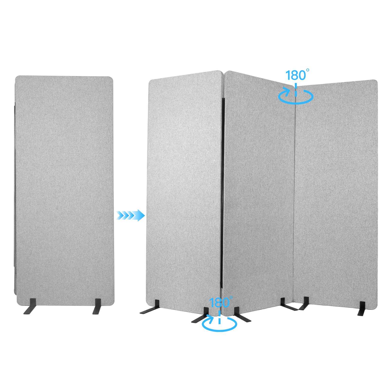 3 Panels Soundproof Privacy Panels Folding Room Divider for Dorm Studio Office