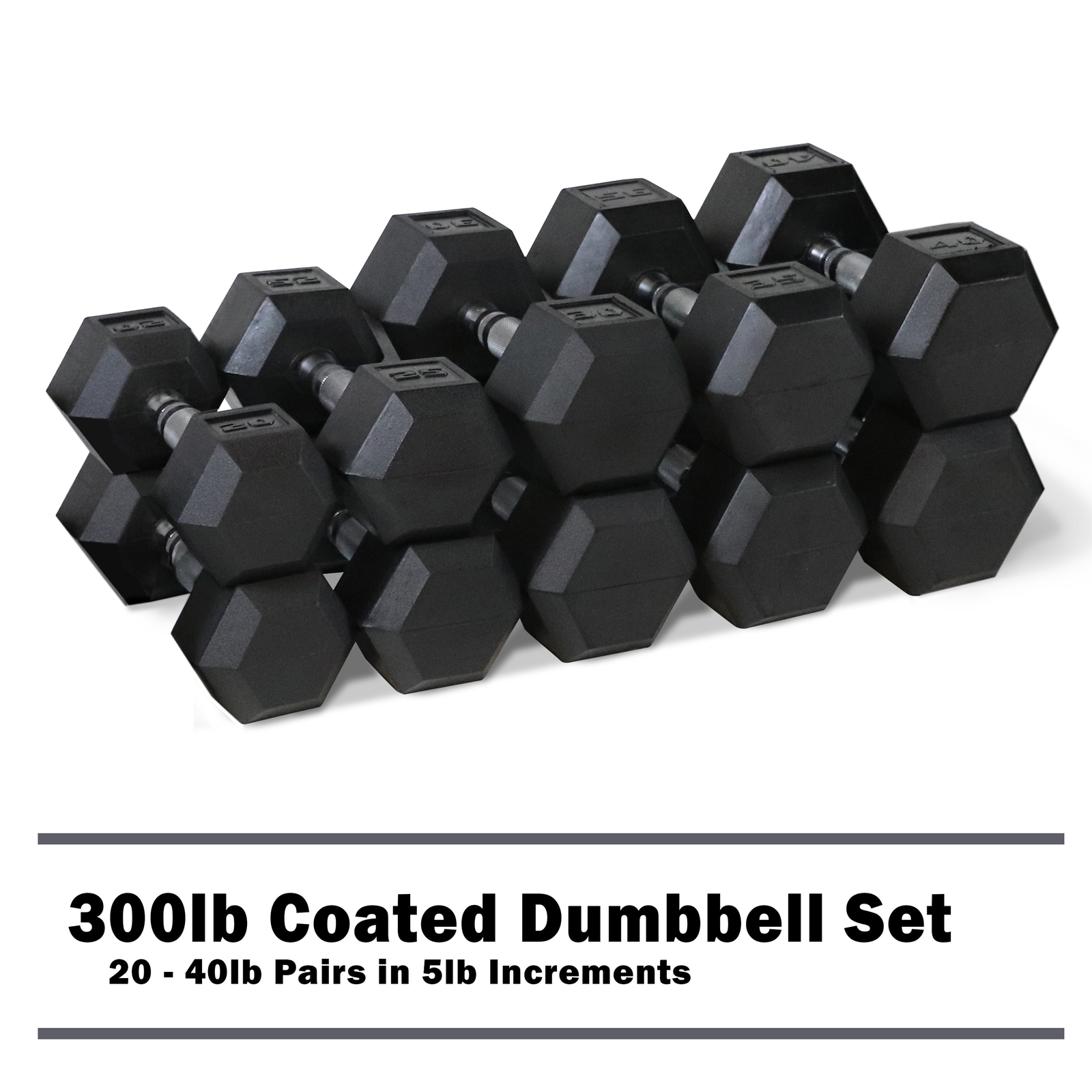 CAP 150lb-550lb Rubber Hex Dumbbell Complete Set Commercial Home Gym Weights