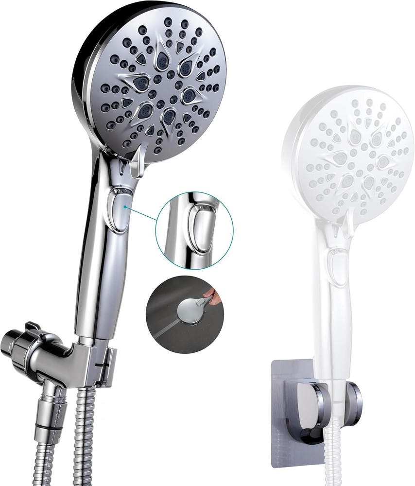 Handheld Shower Head with on off Switch&Built-in Power Spray,