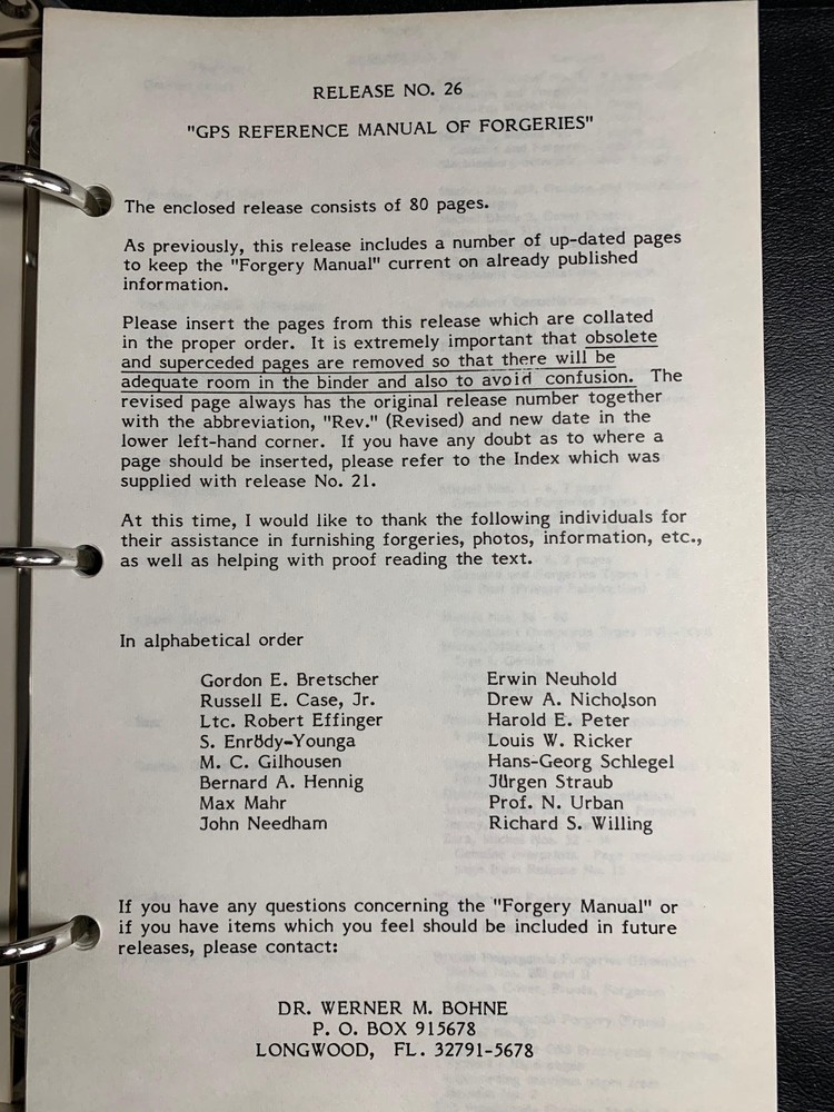 GPS Refernce Manual of (Germany) Forgeries - Dr Werner M Bohne - Vols 5 10