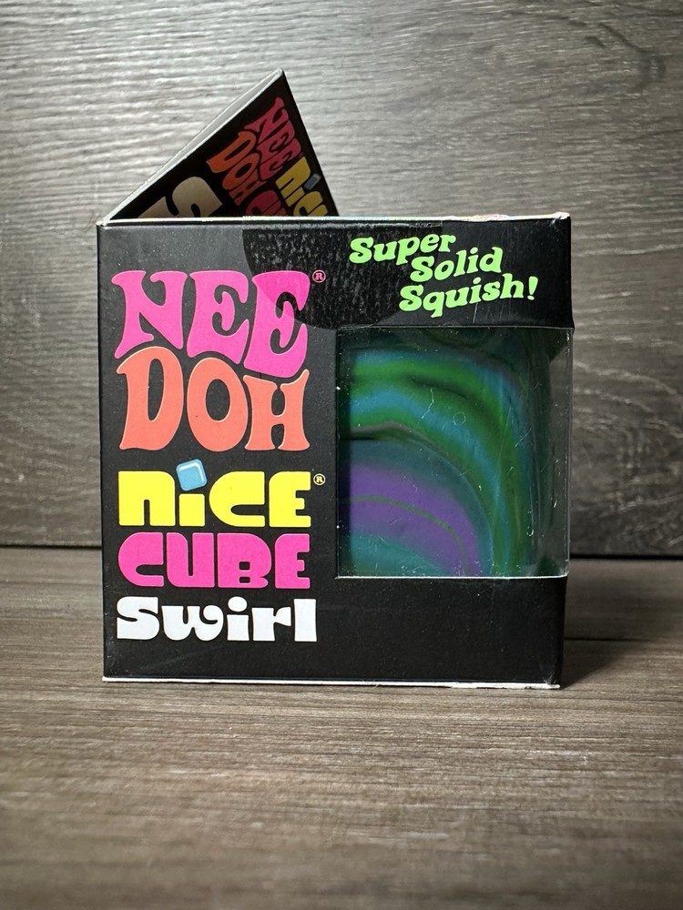 GREEN PURPLE BLUE Schylling NeeDoh Nice Cube Swirl. Super Solid Squish AUTHENTIC