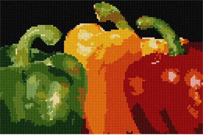 Red Yellow Green Peppers Needlepoint Canvas