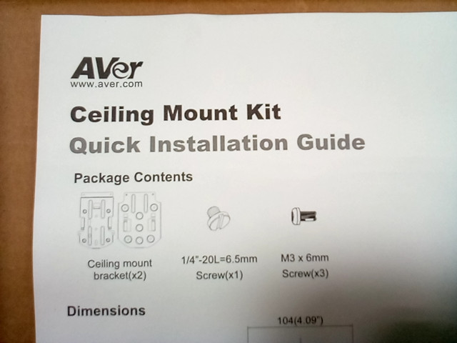 Aver Camera Mount ceiling kit