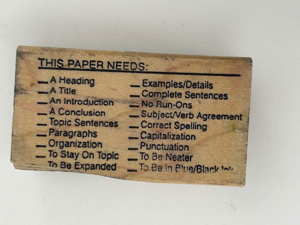 Teacher Paper Grading Feedback Rubber Stamp Editing Checklist