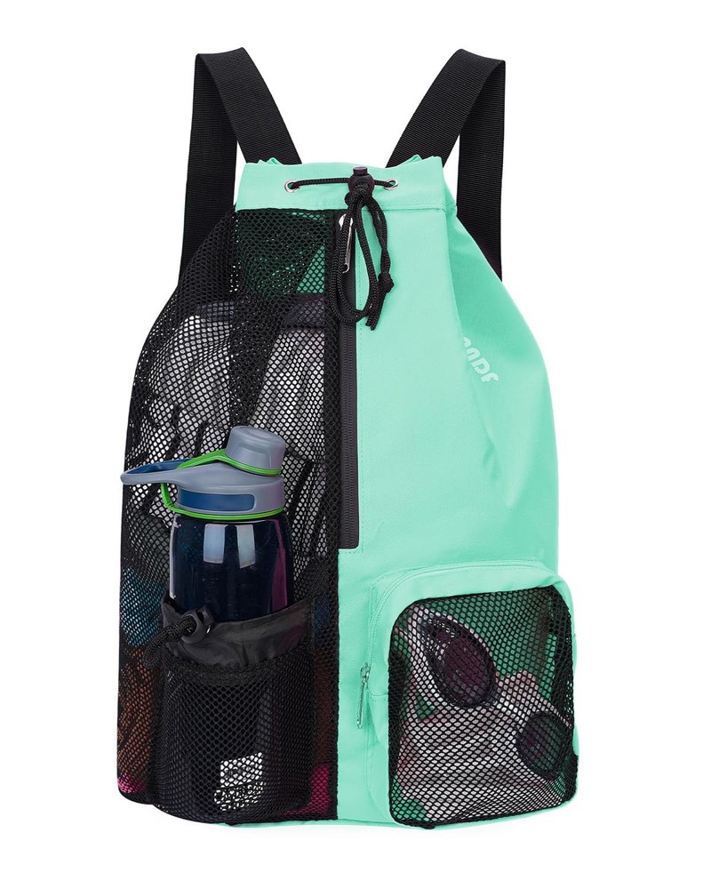 Swim Bag Mesh Drawstring Backpack with Wet Pocket Beach Backpack for Swimming...