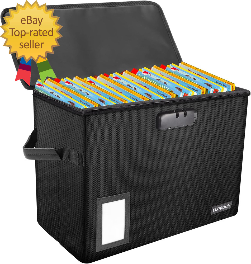 Comic Book Storage Box Fireproof & Water-Resistant Comic Book Box with Lock