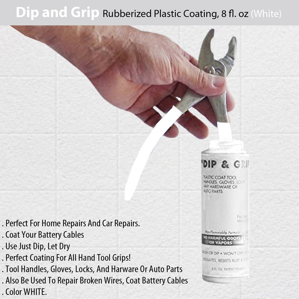 Dip and Grip Rubberized Plastic Coating (White) 8 fl. oz.