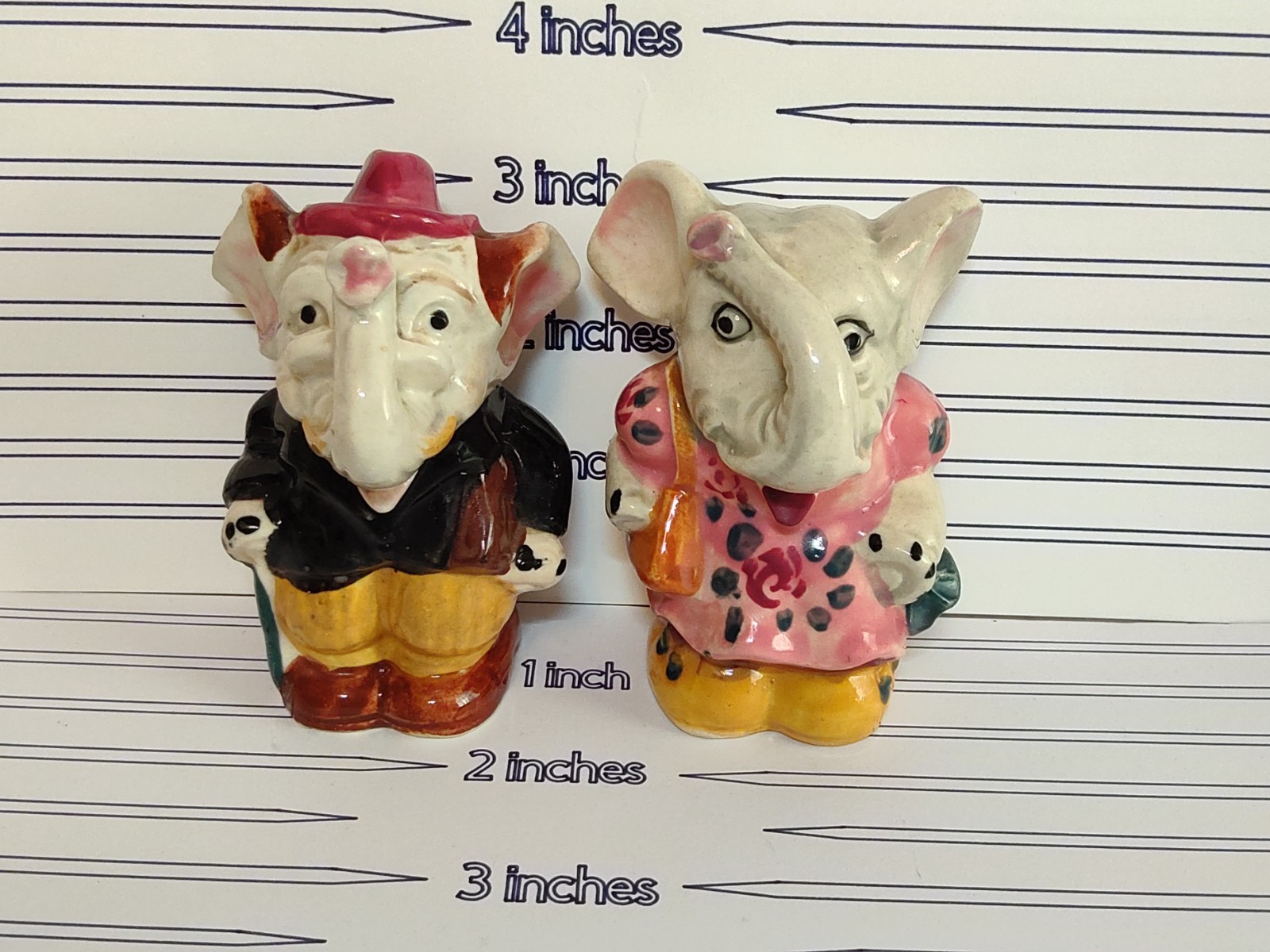 Man & Woman Anthropomorphic Elephant Salt and Pepper Shakers