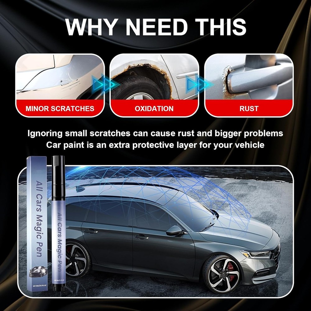 2PCS All Car Magic Scratch Removal Pen, Quick Fix for Scratches & Paint Damage